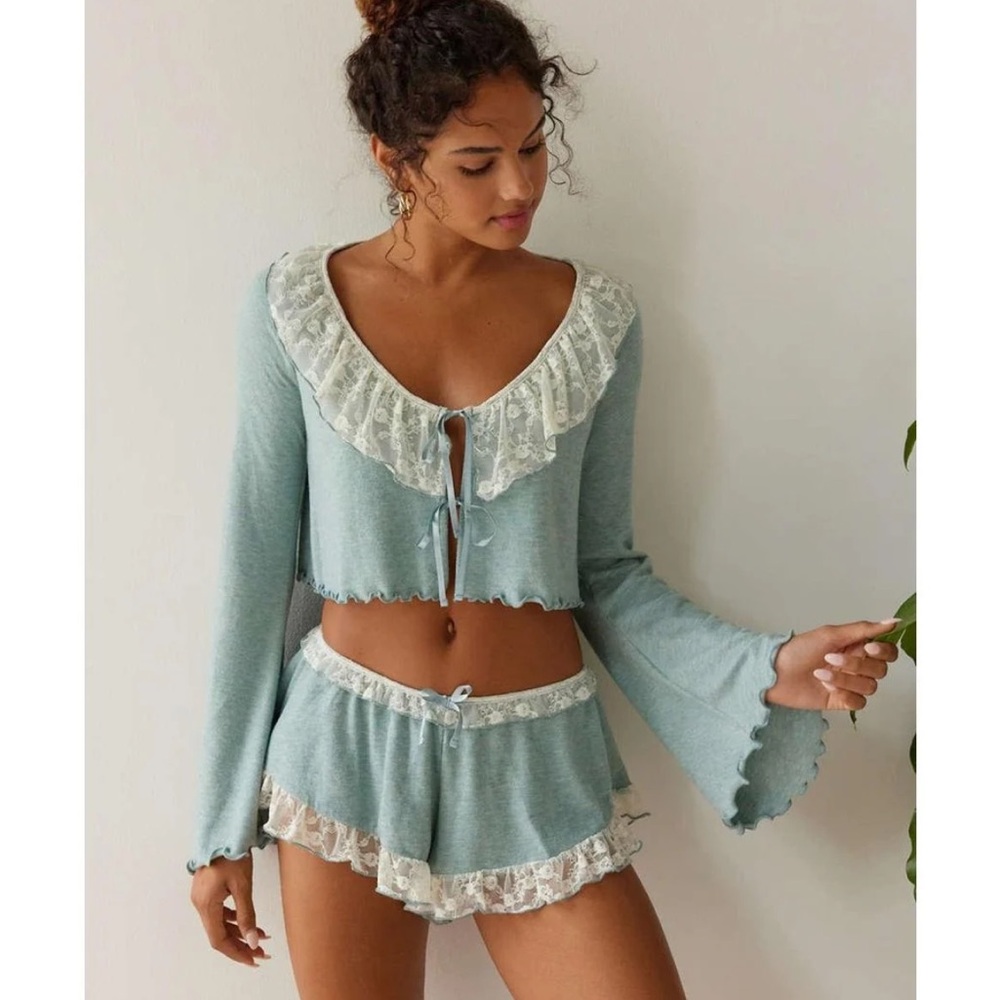 Out From Under Paisley Cozy Lace-trim Top & Short Set